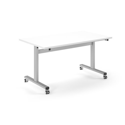 Pro Flip Rectangular Table 1400 x 800 Silver Frame White Top - PROFL14-S-WH