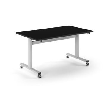 Pro Flip Rectangular Table 1400 x 800 White Frame Black Top - PROFL14-WH-BK
