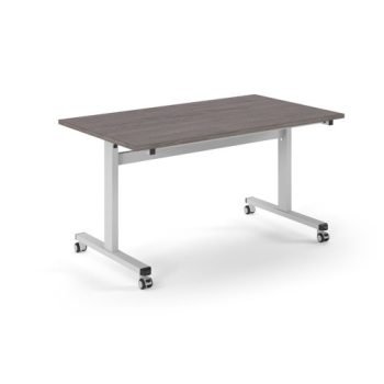 Pro Flip Rectangular Table 1400 x 800 White Frame Grey Oak Top - PROFL14-WH-GO