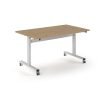 Pro Flip Rectangular Table 1400 x 800 White Frame Kendal Oak Top - PROFL14-WH-KO