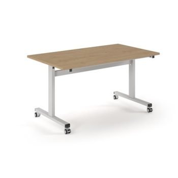 Pro Flip Rectangular Table 1400 x 800 White Frame Kendal Oak Top - PROFL14-WH-KO