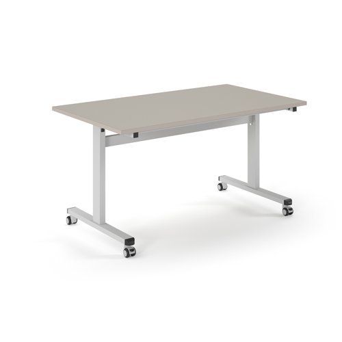 Pro Flip Rectangular Table 1400 x 800 White Frame Light Grey Top - PROFL14-WH-LG