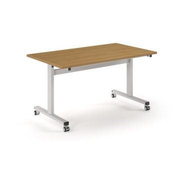 Pro Flip Rectangular Table 1400 x 800 White Frame Oak Top - PROFL14-WH-O