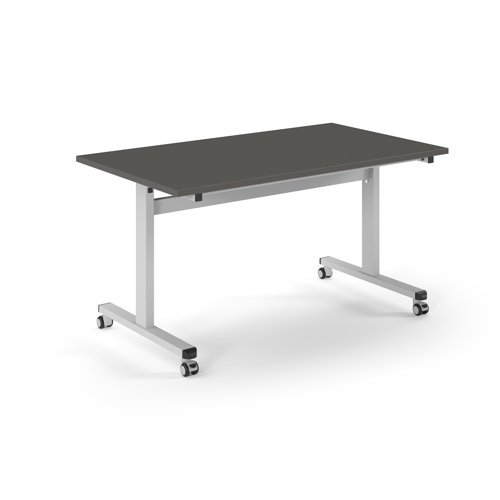 Pro Flip Rectangular Table 1400 x 800 White Frame Onyx Grey Top - PROFL14-WH-OG