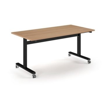 Pro Flip Rectangular Table 1600 x 800 Black Frame Beech Top - PROFL16-K-B