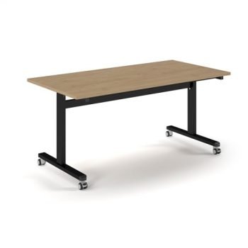 Pro Flip Rectangular Table 1600 x 800 Black Frame Kendal Oak Top - PROFL16-K-KO