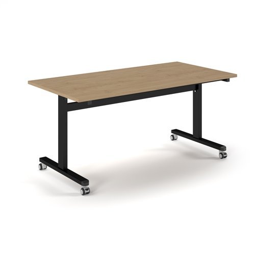 Pro Flip Rectangular Table 1600 x 800 Black Frame Kendal Oak Top - PROFL16-K-KO