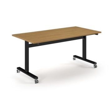 Pro Flip Rectangular Table 1600 x 800 Black Frame Oak Top - PROFL16-K-O
