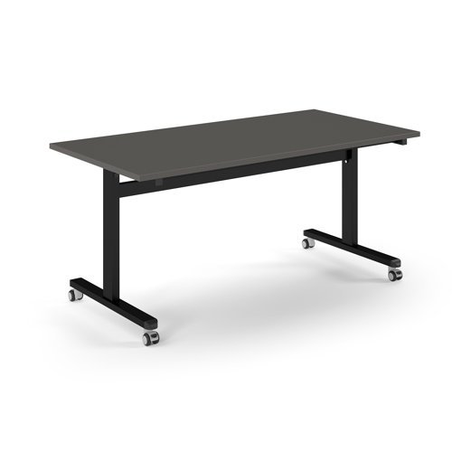 Pro Flip Rectangular Table 1600 x 800 Black Frame Onyx Grey Top - PROFL16-K-OG