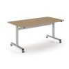 Pro Flip Rectangular Table 1600 x 800 Silver Frame Kendal Oak Top - PROFL16-S-KO