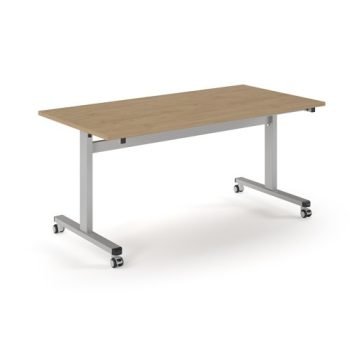 Pro Flip Rectangular Table 1600 x 800 Silver Frame Kendal Oak Top - PROFL16-S-KO