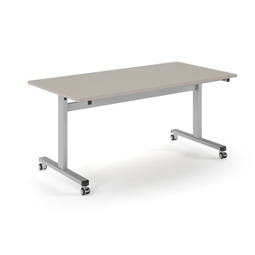 Pro Flip Rectangular Table 1600 x 800 Silver Frame Light Grey Top - PROFL16-S-LG