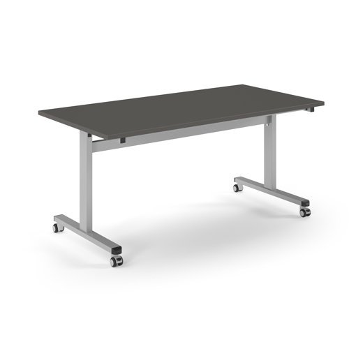 Pro Flip Rectangular Table 1600 x 800 Silver Frame Onyx Grey Top - PROFL16-S-OG