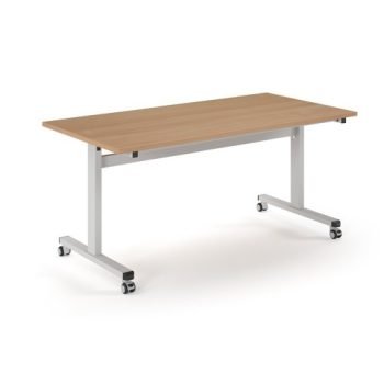 Pro Flip table 1600x 800 white frame - Beech top - PROFL16-WH-B
