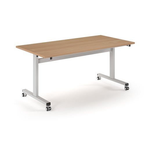Pro Flip table 1600x 800 white frame - Beech top - PROFL16-WH-B
