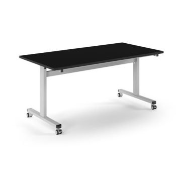 Pro Flip Rectangular Table 1600 x 800 White Frame Black Top - PROFL16-WH-BK