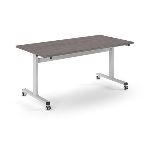 Pro Flip table 1600x 800 white frame - Grey Oak Top - PROFL16-WH-GO