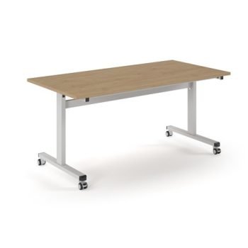 Pro Flip Rectangular Table 1600 x 800 White Frame Kendal Oak Top - PROFL16-WH-KO