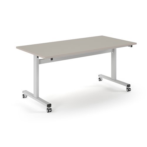 Pro Flip Rectangular Table 1600 x 800 White Frame Light Grey Top - PROFL16-WH-LG