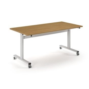 Pro Flip Rectangular Table 1600 x 800 White Frame Oak Top - PROFL16-WH-O