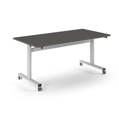 Pro Flip Rectangular Table 1600 x 800 White Frame Onyx Grey Top - PROFL16-WH-OG
