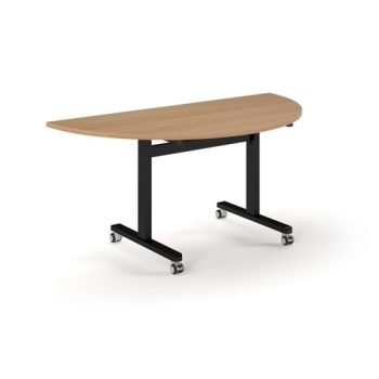 Pro Flip Semi-Circular Table 1600 x 800 Black Beech Top - PROFL16S-K-B