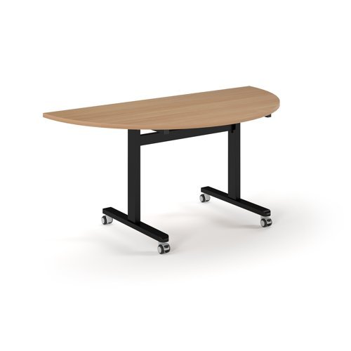 Pro Flip Semi-Circular Table 1600 x 800 Black Beech Top - PROFL16S-K-B