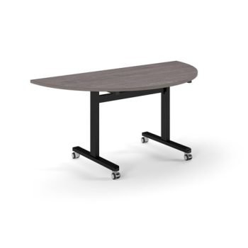 Pro Flip Semi-Circular Table 1600 x 800 Black Grey Oak Top - PROFL16S-K-GO