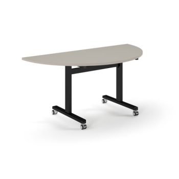 Pro Flip Semi-Circular Table 1600 x 800 Black Light Grey Top - PROFL16S-K-LG