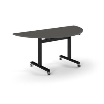 Pro Flip Semi-Circular Table 1600 x 800 Black Onyx Grey Top - PROFL16S-K-OG