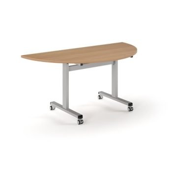 Pro Flip Semi-Circular Table 1600 x 800 Silver Beech Top - PROFL16S-S-B