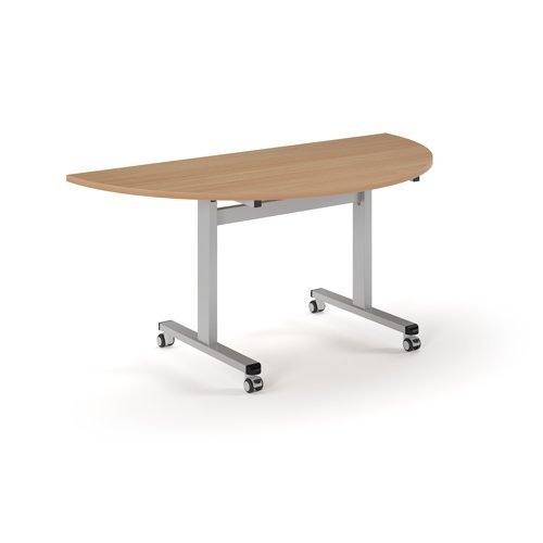 Pro Flip Semi-Circular Table 1600 x 800 Silver Beech Top - PROFL16S-S-B