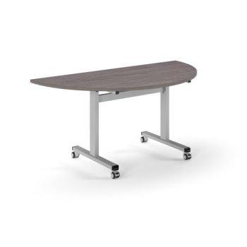 Pro Flip Semi-Circular Table 1600 x 800 Silver Grey Oak Top - PROFL16S-S-GO