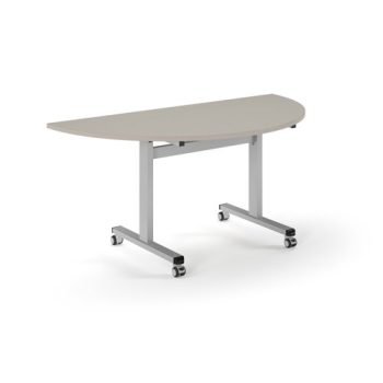 Pro Flip Semi-Circular Table 1600 x 800 Silver Light Grey Top - PROFL16S-S-LG