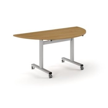 Pro Flip Semi-Circular Table 1600 x 800 Silver Oak Top - PROFL16S-S-O