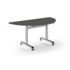 Pro Flip Semi-Circular Table 1600 x 800 Silver Onyx Grey Top - PROFL16S-S-OG
