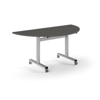 Pro Flip Semi-Circular Table 1600 x 800 Silver Onyx Grey Top - PROFL16S-S-OG