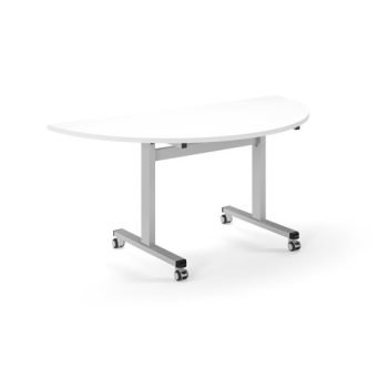 Pro Flip Semi-Circular Table 1600 x 800 Silver White Top - PROFL16S-S-WH