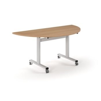 Pro Flip Semi-Circular Table 1600 x 800 White Beech Top - PROFL16S-WH-B