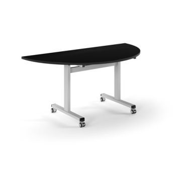 Pro Flip Semi-Circular Table 1600 x 800 White Black Top - PROFL16S-WH-BK