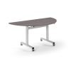 Pro Flip Semi-Circular Table 1600 x 800 White Grey Oak Top - PROFL16S-WH-GO