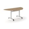 Pro Flip Semi-Circular Table 1600 x 800 White Kendal oakTop - PROFL16S-WH-KO