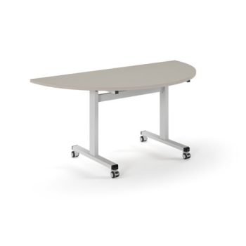Pro Flip Semi-Circular Table 1600 x 800 White Light Grey Top - PROFL16S-WH-LG