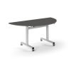 Pro Flip Semi-Circular Table 1600 x 800 White Onyx Grey Top - PROFL16S-WH-OG