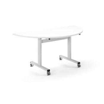 Pro Flip Semi-Circular Table 1600 x 800 White White Top - PROFL16S-WH-WH