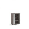 Universal single door tambour cupboard 1090mm high with 2 shelves - Grey Oak with silver door - R1090TCGO