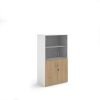 Duo combination unit with glass upper doors 1440mm high with 3 shelves - White/Kendal Oak - R1440COMD-WHKO
