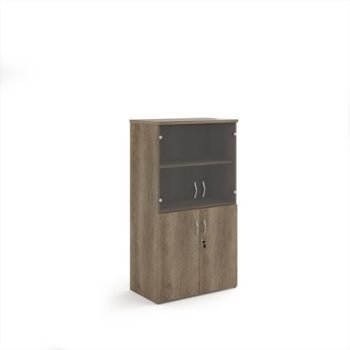 Universal combination unit with glass upper doors 1440mm high with 3 shelves - Nebraska Oak - R1440COMNO