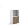 Duo combination unit with open top 1440mm high with 3 shelves - white with Nebraska oak lower doors - R1440OPD-WHNO