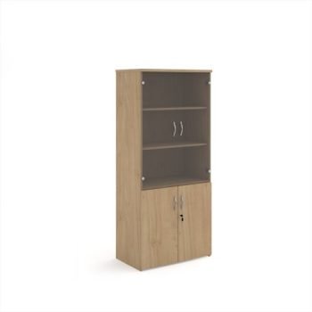 Universal combination unit with glass upper doors 1790mm high with 4 shelves - Kendal Oak - R1790COMKO